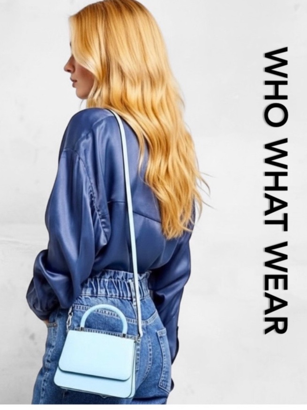 WHO WHAT WEAR Casey Mini Bag in Bleached Aqua